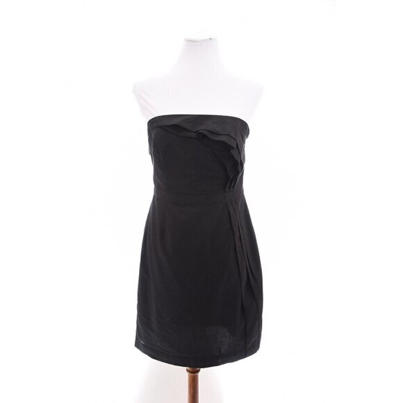 Ann Taylor Loft Ruffled Strapless Sheath Shift Dress Black Sz 6 Small - Picture 1 of 10